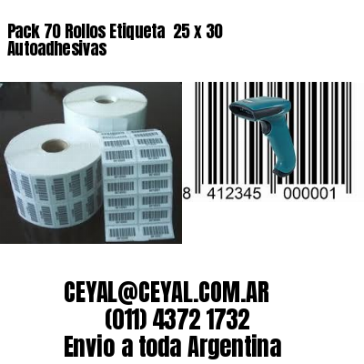 Pack 70 Rollos Etiqueta  25 x 30 Autoadhesivas