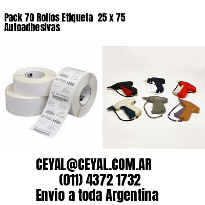 Pack 70 Rollos Etiqueta  25 x 75 Autoadhesivas