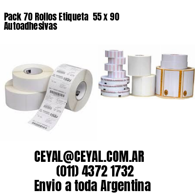 Pack 70 Rollos Etiqueta  55 x 90 Autoadhesivas