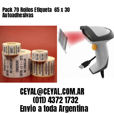 Pack 70 Rollos Etiqueta  65 x 30 Autoadhesivas