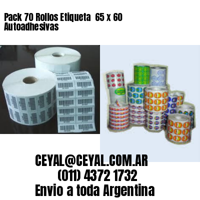 Pack 70 Rollos Etiqueta  65 x 60 Autoadhesivas