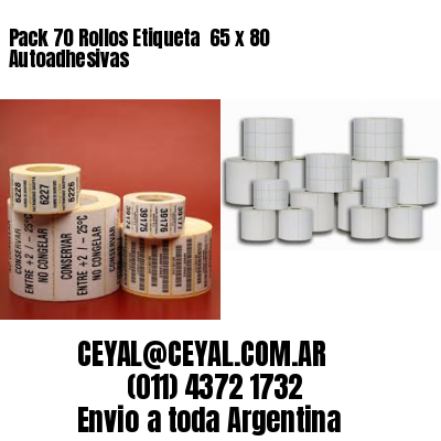 Pack 70 Rollos Etiqueta  65 x 80 Autoadhesivas