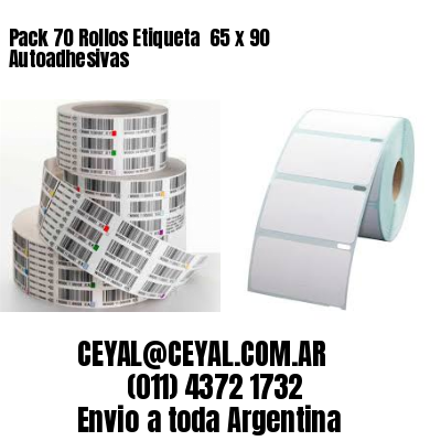 Pack 70 Rollos Etiqueta  65 x 90 Autoadhesivas
