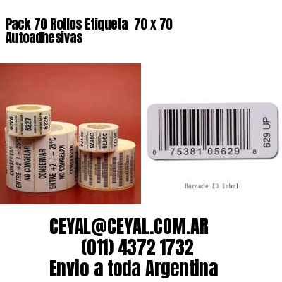 Pack 70 Rollos Etiqueta  70 x 70 Autoadhesivas