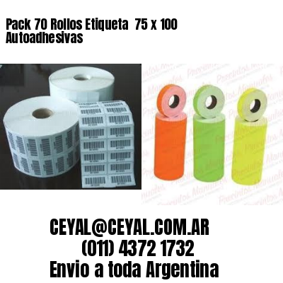 Pack 70 Rollos Etiqueta  75 x 100 Autoadhesivas