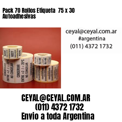 Pack 70 Rollos Etiqueta  75 x 30 Autoadhesivas