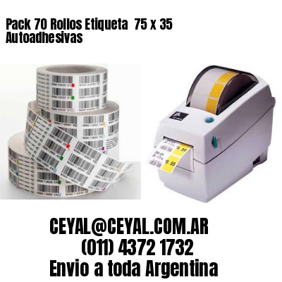Pack 70 Rollos Etiqueta  75 x 35 Autoadhesivas