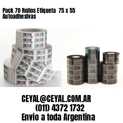 Pack 70 Rollos Etiqueta  75 x 55 Autoadhesivas