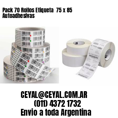 Pack 70 Rollos Etiqueta  75 x 85 Autoadhesivas
