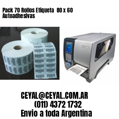 Pack 70 Rollos Etiqueta  80 x 60 Autoadhesivas