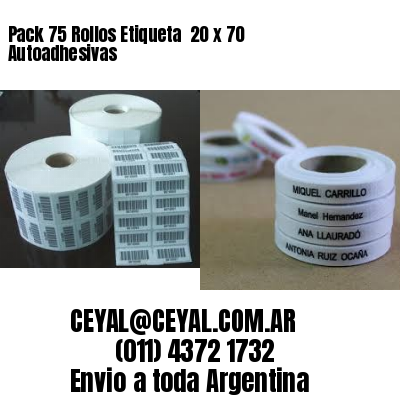 Pack 75 Rollos Etiqueta  20 x 70 Autoadhesivas