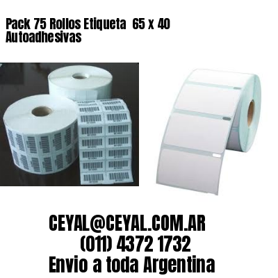 Pack 75 Rollos Etiqueta  65 x 40 Autoadhesivas