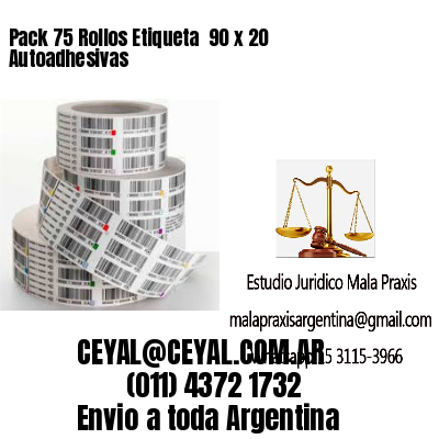 Pack 75 Rollos Etiqueta  90 x 20 Autoadhesivas