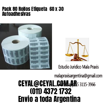 Pack 80 Rollos Etiqueta  60 x 30 Autoadhesivas