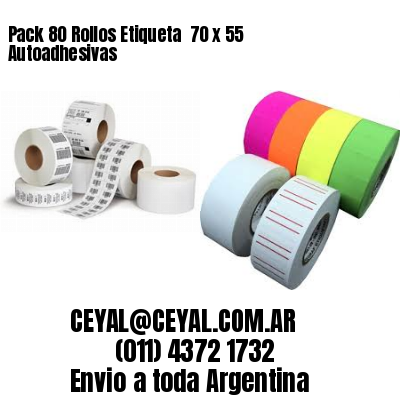 Pack 80 Rollos Etiqueta  70 x 55 Autoadhesivas