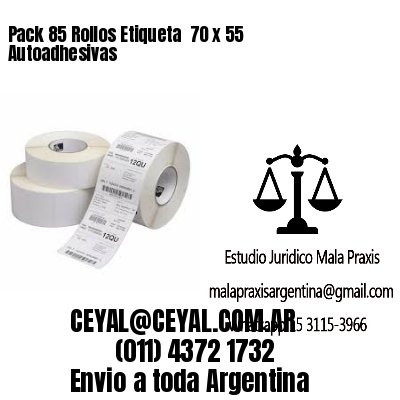 Pack 85 Rollos Etiqueta  70 x 55 Autoadhesivas