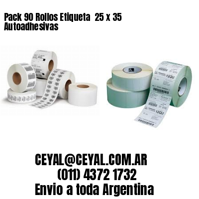 Pack 90 Rollos Etiqueta  25 x 35 Autoadhesivas