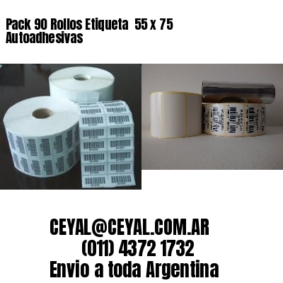 Pack 90 Rollos Etiqueta  55 x 75 Autoadhesivas