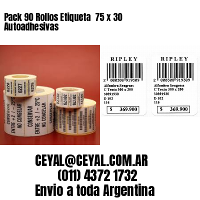 Pack 90 Rollos Etiqueta  75 x 30 Autoadhesivas