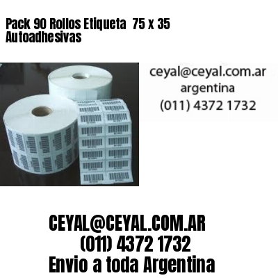 Pack 90 Rollos Etiqueta  75 x 35 Autoadhesivas