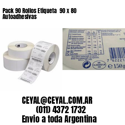 Pack 90 Rollos Etiqueta  90 x 80 Autoadhesivas