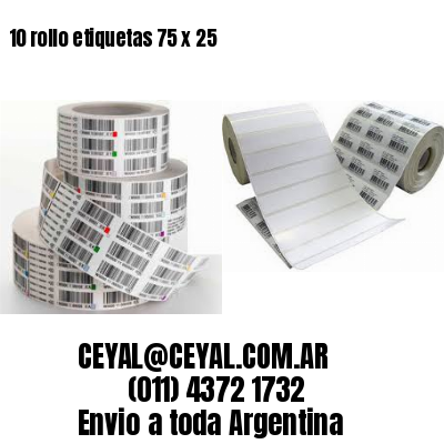 10 rollo etiquetas 75 x 25