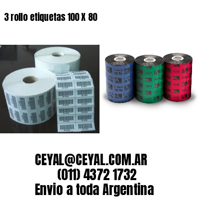 3 rollo etiquetas 100 X 80