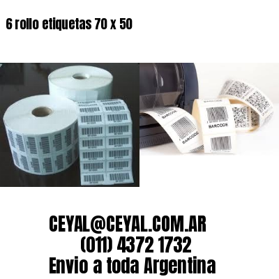 6 rollo etiquetas 70 x 50