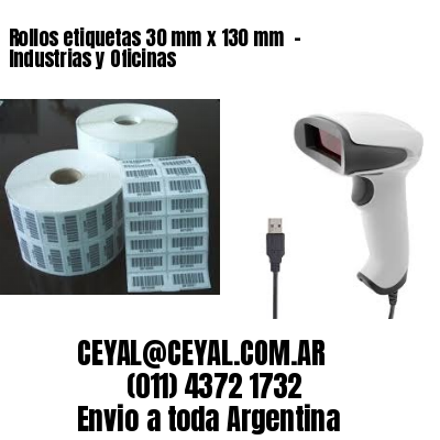 Rollos etiquetas 30 mm x 130 mm  – Industrias y Oficinas
