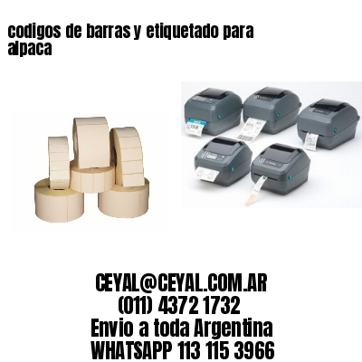 codigos de barras y etiquetado para  alpaca