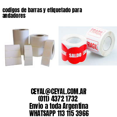 codigos de barras y etiquetado para  andadores