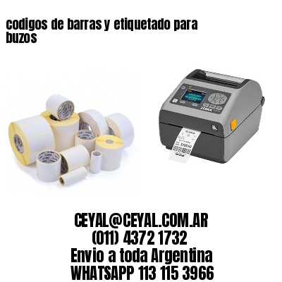 codigos de barras y etiquetado para  buzos