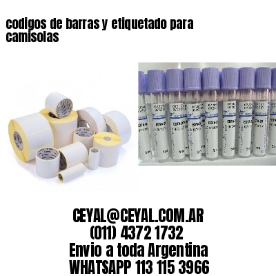 codigos de barras y etiquetado para  camisolas