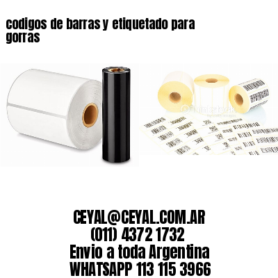 codigos de barras y etiquetado para  gorras