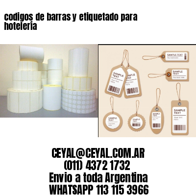 codigos de barras y etiquetado para  hotelería
