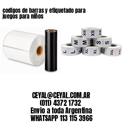 codigos de barras y etiquetado para  juegos para niños