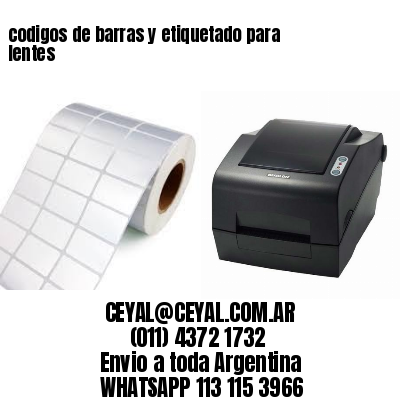 codigos de barras y etiquetado para  lentes