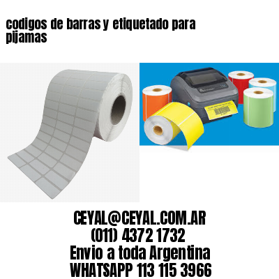 codigos de barras y etiquetado para  pijamas