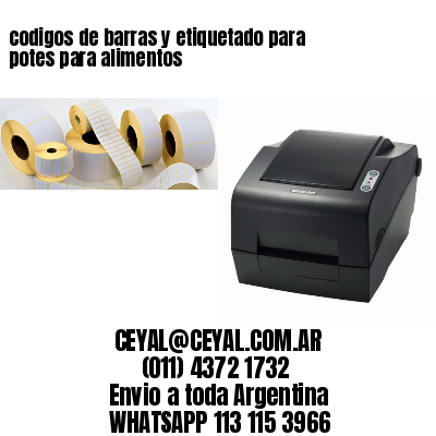 codigos de barras y etiquetado para  potes para alimentos