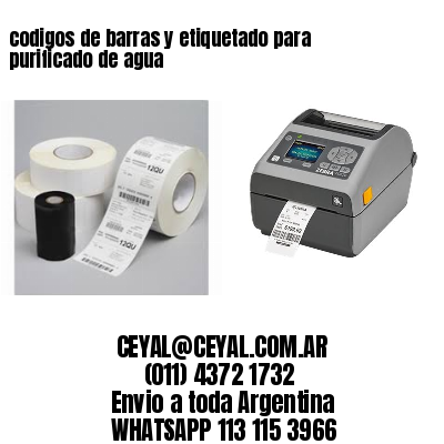 codigos de barras y etiquetado para  purificado de agua