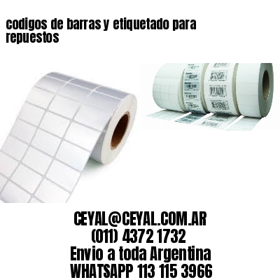codigos de barras y etiquetado para  repuestos