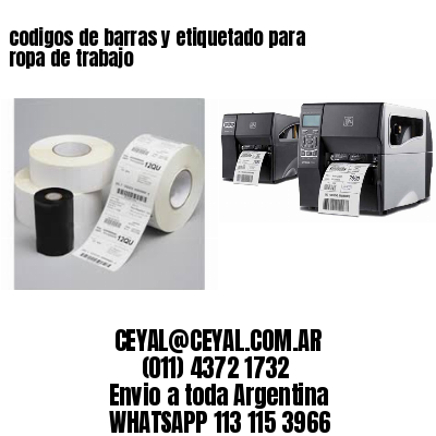 codigos de barras y etiquetado para  ropa de trabajo