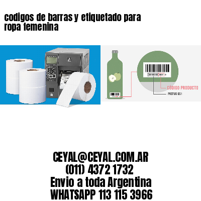 codigos de barras y etiquetado para  ropa femenina