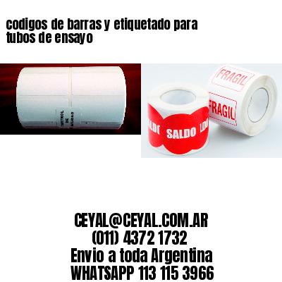 codigos de barras y etiquetado para  tubos de ensayo
