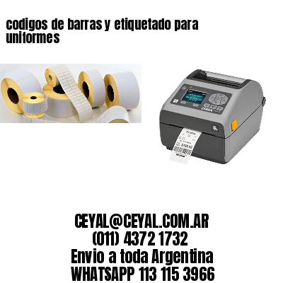 codigos de barras y etiquetado para  uniformes