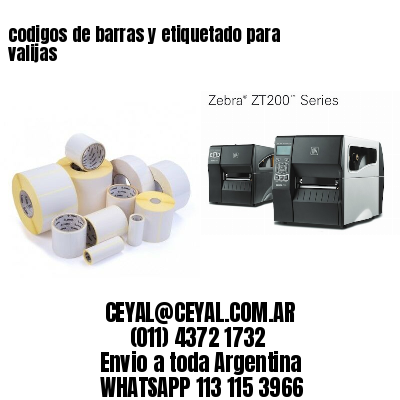 codigos de barras y etiquetado para  valijas
