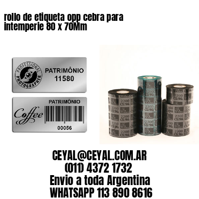 rollo de etiqueta opp cebra para intemperie 80 x 70Mm