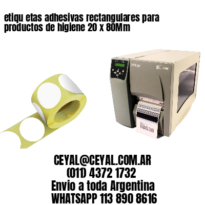 etiqu etas adhesivas rectangulares para productos de higiene 20 x 80Mm