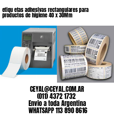 etiqu etas adhesivas rectangulares para productos de higiene 40 x 30Mm