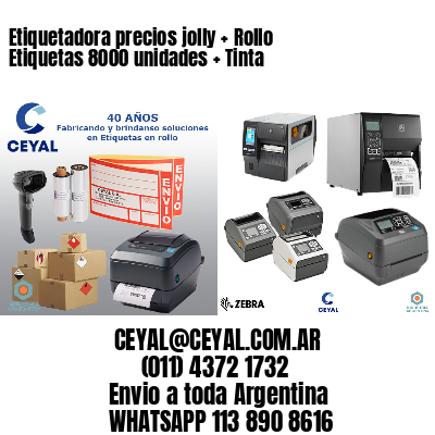 Etiquetadora precios jolly + Rollo Etiquetas 8000 unidades + Tinta